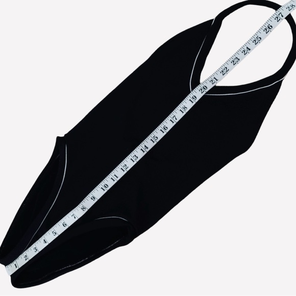 Versace 1990s Black Halter One-Piece Swimsuit White Piping US 8 IT 42 - Picture 9 of 13